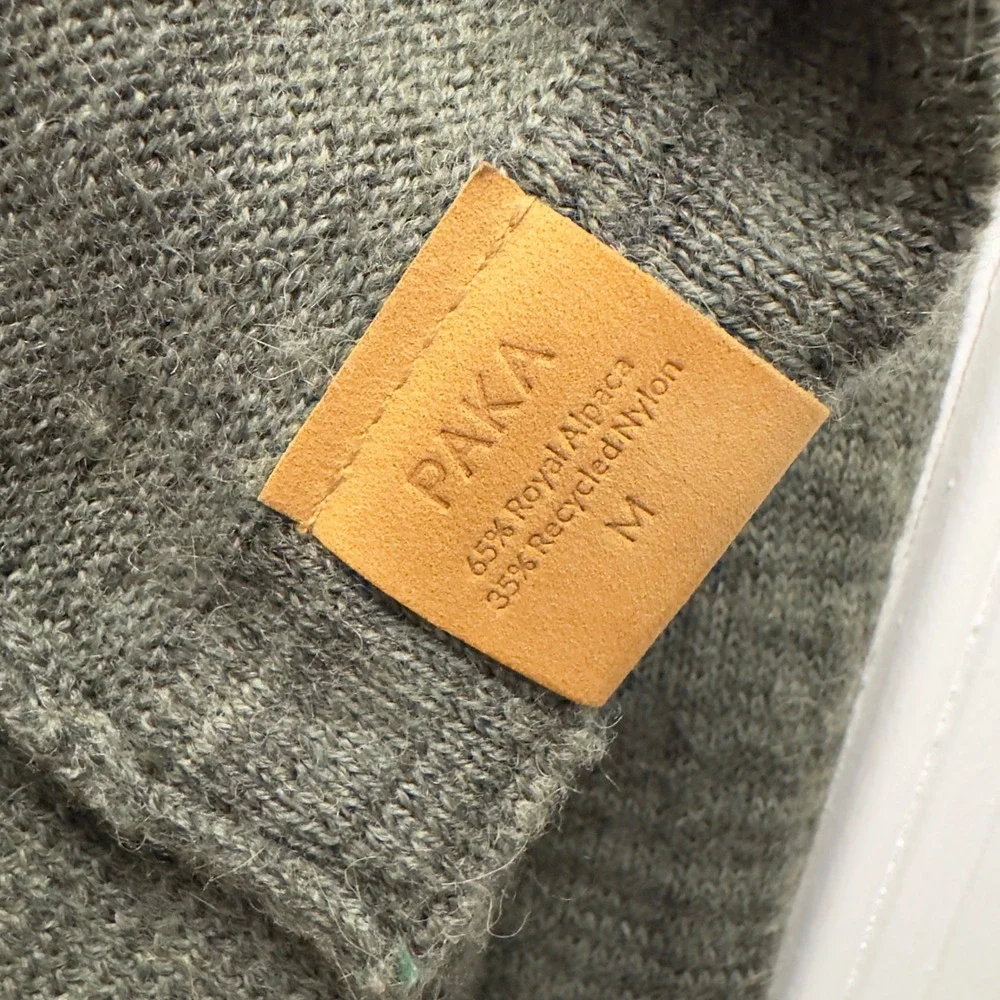 Paka Men's Medium Green Heathered Royal Alpaca Nylon Knit Crewneck Sweater euc